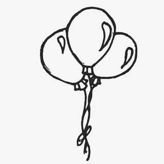黑色手绘线条气球免抠