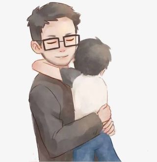 高清父亲节海报手绘效果图免抠