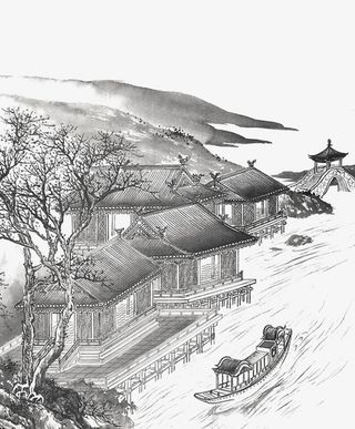 水墨-江南水乡免抠
