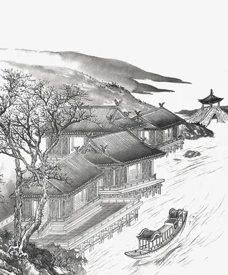 水墨-江南水乡免抠