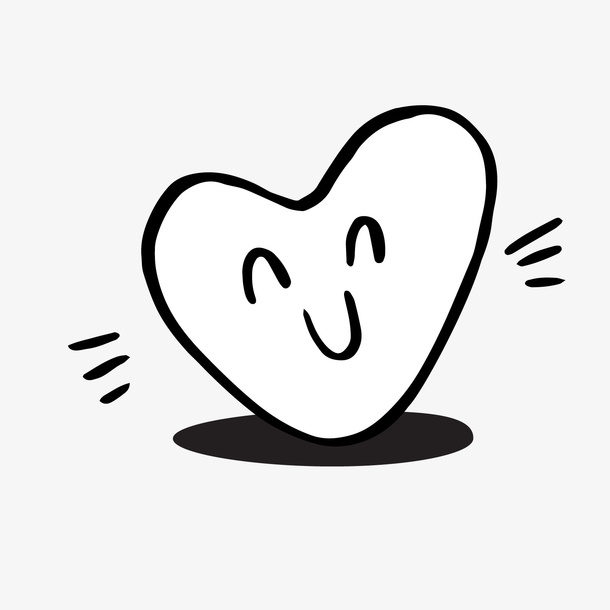 黑色可爱表情心形免抠