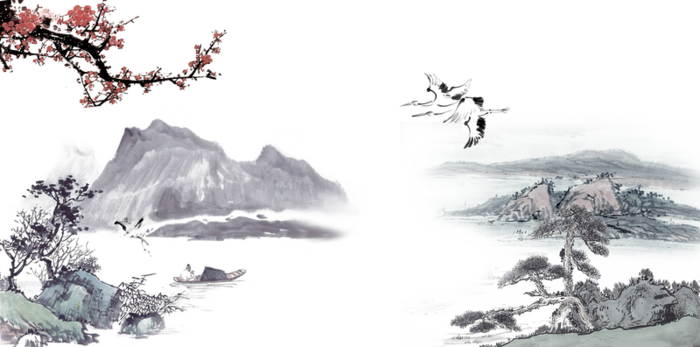 免扣中国风山水画PNG高清