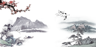 免扣中国风山水画PNG高清