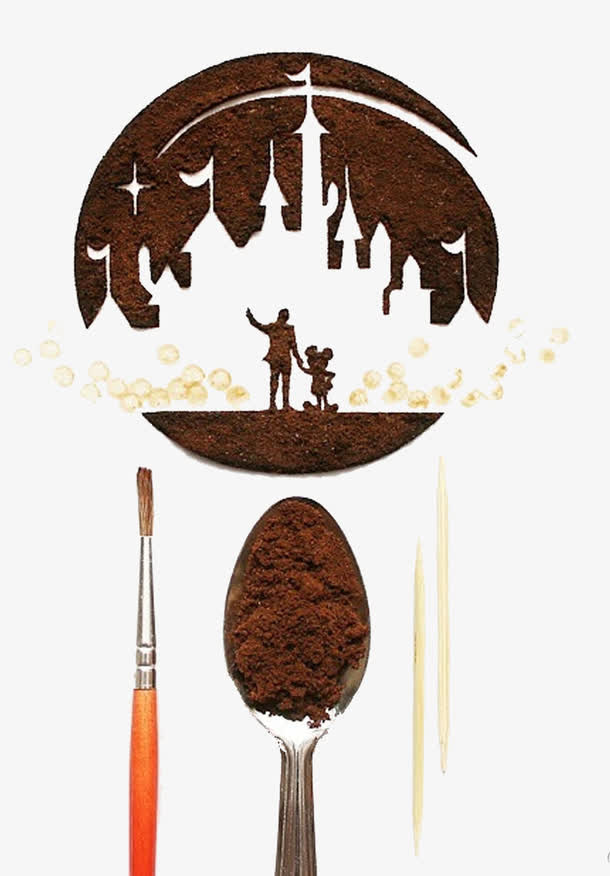 咖啡渍绘画画笔免抠