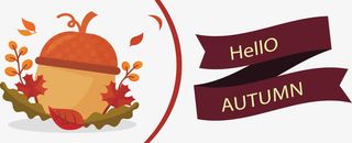 秋天松果横幅免抠