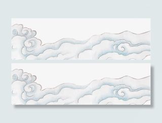 白色水粉祥云边框纹理免抠