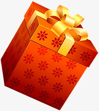 红色小花纹理礼盒免抠