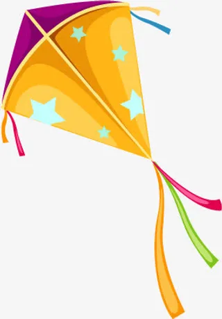 手绘彩色风筝装饰免抠