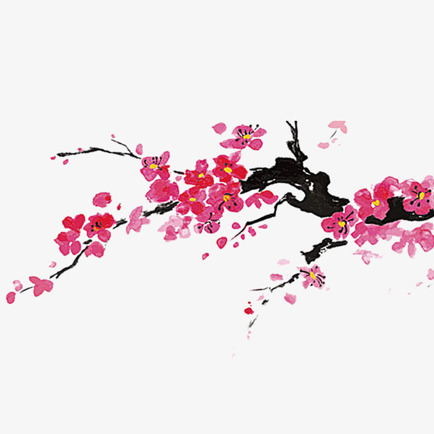 中国风水墨梅花免抠图免抠