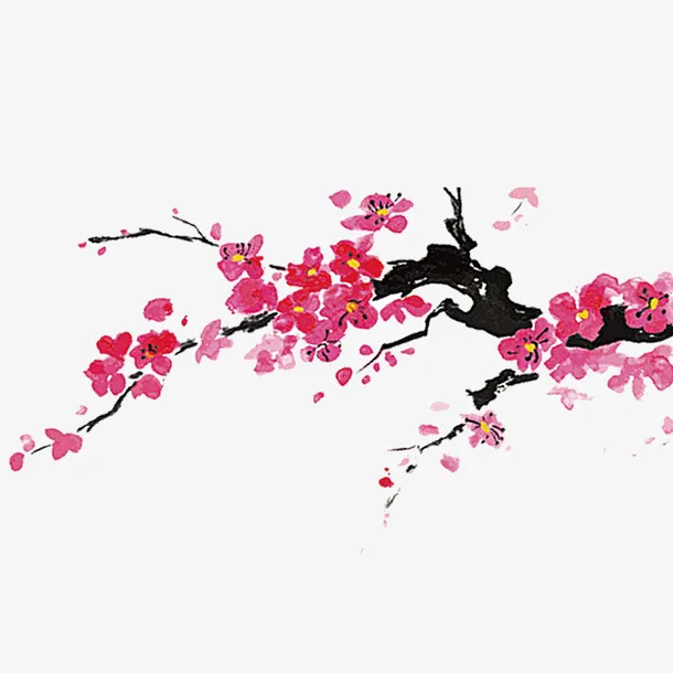 中国风水墨梅花免抠图免抠
