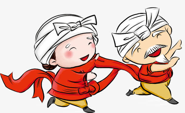 唯美精美卡通可爱小人扭秧歌免抠