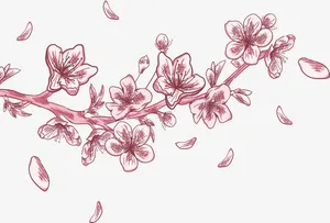 手绘飞舞的花瓣免抠