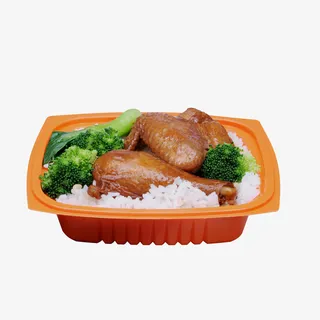 荤素搭配的鸡腿饭素材免抠