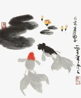 鱼戏莲叶间免抠