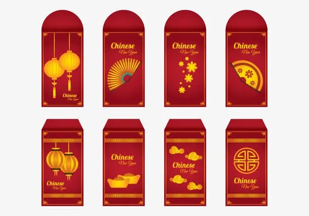 矢量中式元素红包免抠