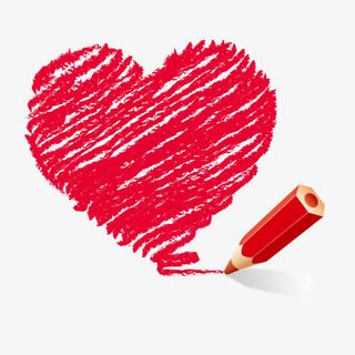 卡通手绘铅笔画爱心免抠