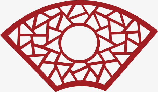 扇形的古典古风窗棂免抠