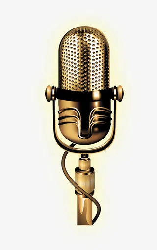 矢量金色麦克风免抠