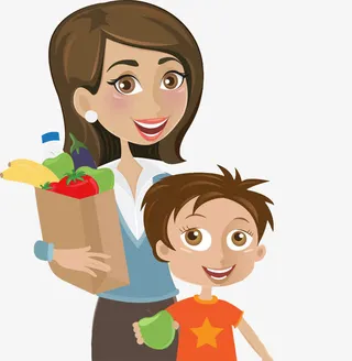 购物的妈妈与儿子免抠