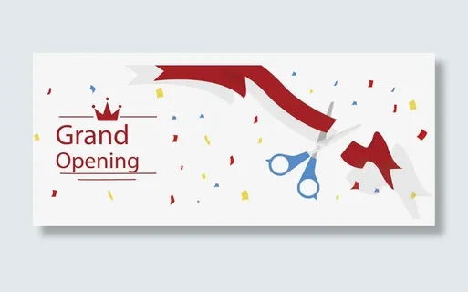 红丝带开业横幅免抠