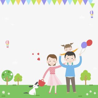 绿色卡通春运踏青海报背景