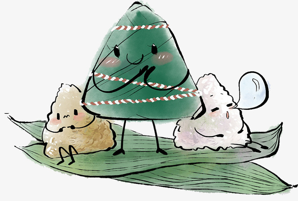 创意可爱手绘粽子美食元素免抠