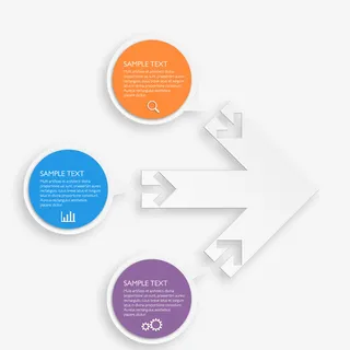 圆圈箭头树状分支数据图免抠