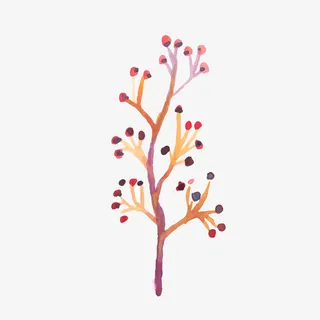 彩色树枝植物矢量图免抠