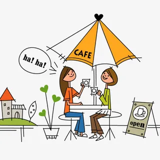 喝奶茶png元素免抠