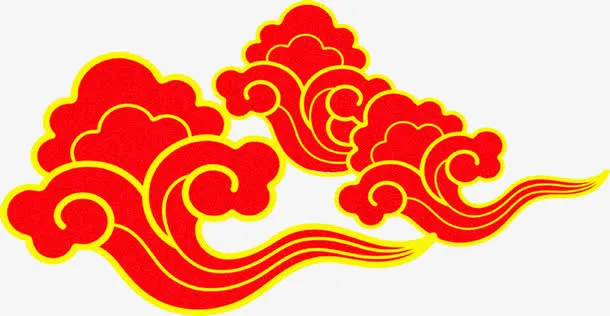红色祥云金边中国风免抠