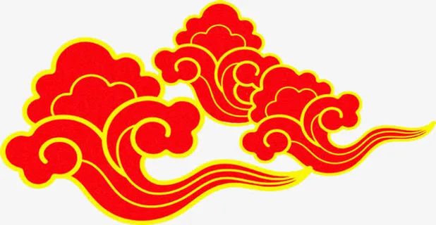 红色祥云金边中国风免抠