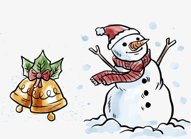 矢量手绘圣诞铃铛圣诞雪人免抠