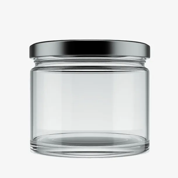 透明玻璃黑色盖子的广口瓶实物免抠