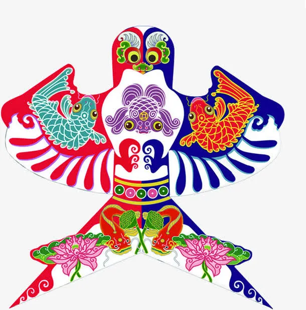 可爱彩绘风筝装饰免抠