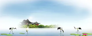 古亭仙鹤背景高清