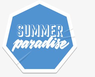 蓝色夏季七边形免抠