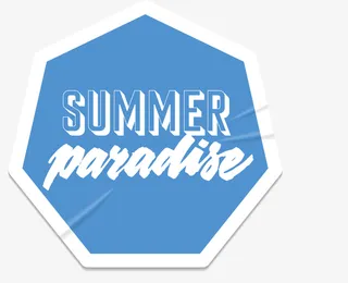 蓝色夏季七边形免抠