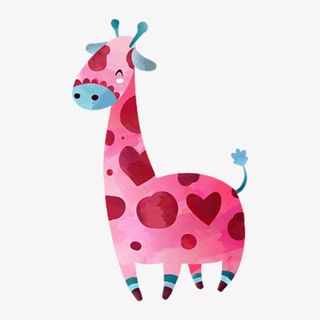 爱心图案红色长颈鹿免抠