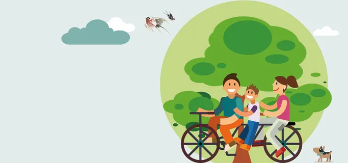 春天卡通童趣蓝色海报背景高清