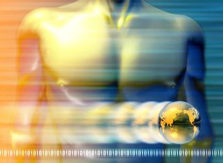 创意抽象人体与地球科技背景高清