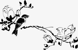 黑色树枝上的小鸟免抠