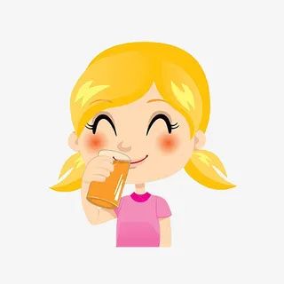 卡通美女喝果汁免抠