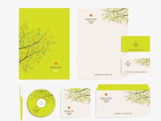 黄色清爽树枝VI设计矢量免抠