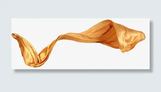 一条金色长丝绸飘带免抠