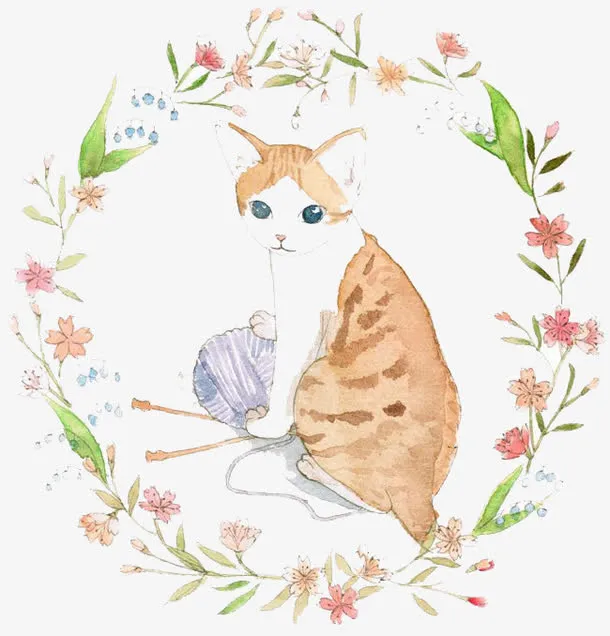 水彩猫咪免抠