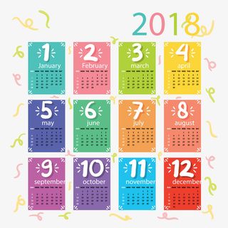 彩色年年历矢量图免抠