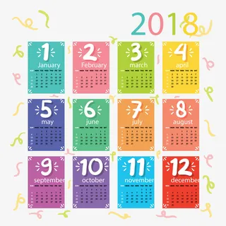 彩色年年历矢量图免抠