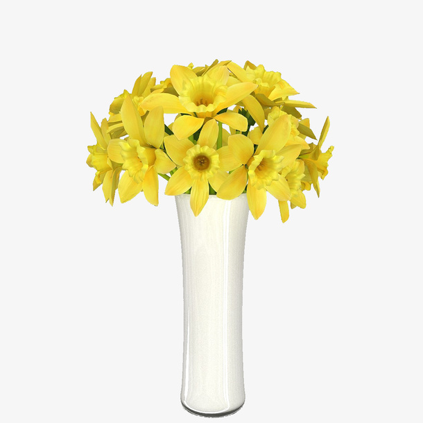 黄色高瓶鲜花束免抠