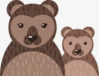 卡通咖啡色小熊母子免抠