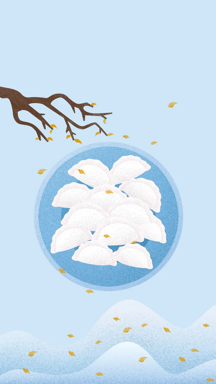 饺子树枝雪山落叶冬季冬天冬至节气高清